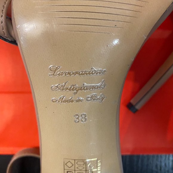 Pre-owned-IDENTITA Brand-Daisy Beige Leather High Heel Sandals-Made in Italy - Picture 4 of 6